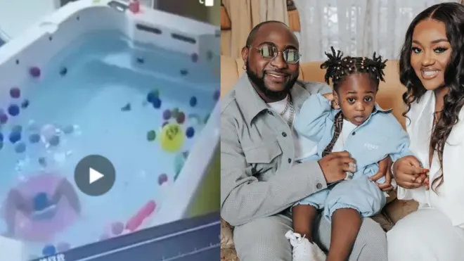 Aworan omi ati Davido, omo re ati Chioma