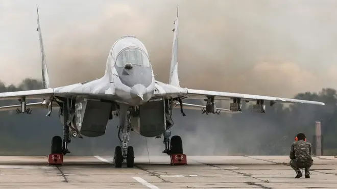 Украинский МиГ-29 во время военных учений