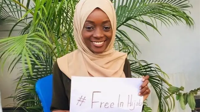 Mariam Kabari from Tanzania pose inside her hijab.