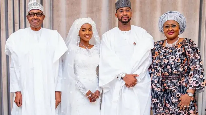 Aarẹ Buhari, iyawo rẹ ati tọkọtaya tuntun