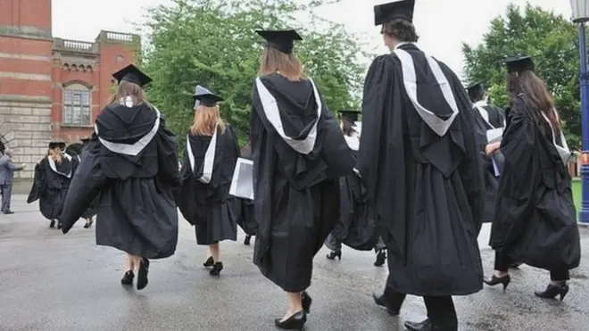 穿着大学毕业袍的毕业生