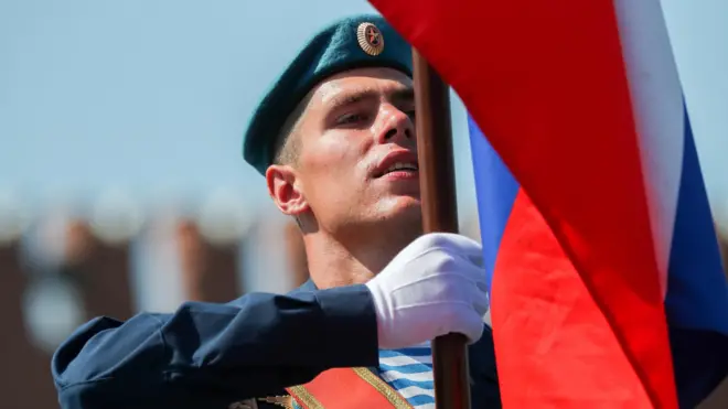 Russia paratrooper on parade