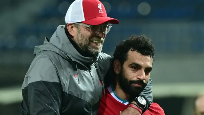 Liverpool manager Jurgen Klopp (left) and striker Mohamed Salah