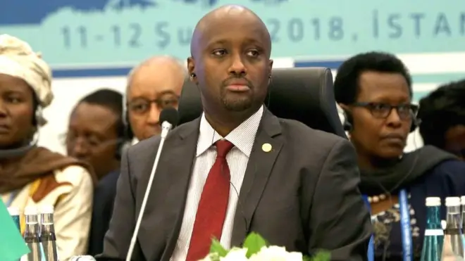 Olivier Nduhungirehe umunyamabanga wa leta y'u Rwanda ushinzwe ibikorwa by'Umuryango wa Afurika y'Iburasirazuba