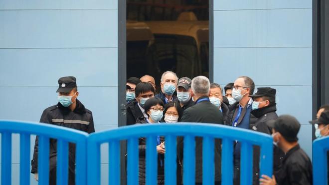 Members of the World Health Organization (WHO) team tasked with investigating the origins of the coronavirus disease (COVID-19) visit Huanan seafood market in Wuhan, Hubei province, China January 31, 2021