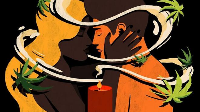 Ilustración de una pareja besándose