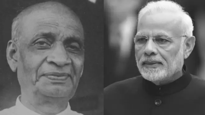 સરદાર અને મોદીની તસવીર