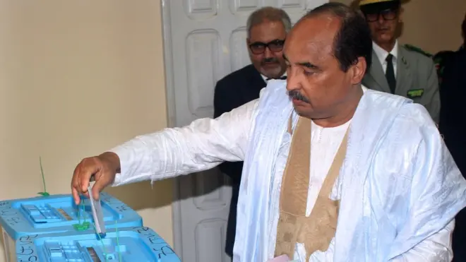 Le président de la république mohamed Ould Abdel Aziz lors du premier tour des législatives le 1er septembre.