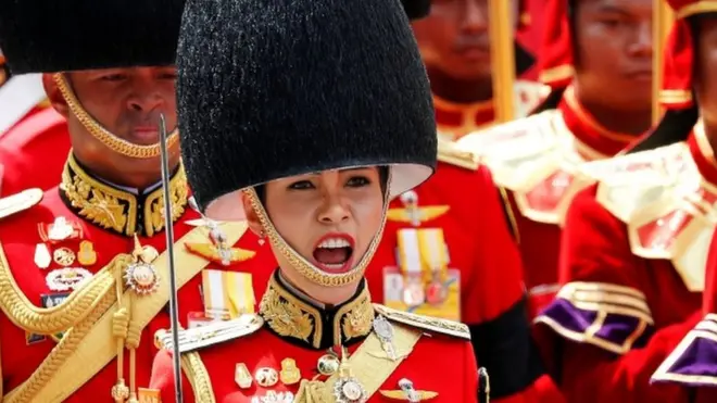 Sineenat Wongvajirapakdi pictured taking part in the Royal Cremation ceremony of Thailand's late King Bhumibol Adulyadej