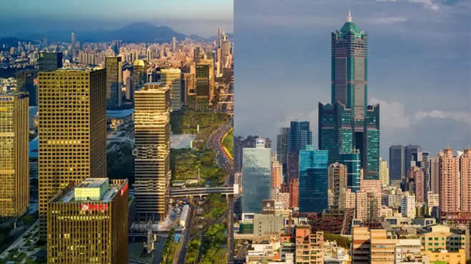 深圳（左）和高雄（右）。