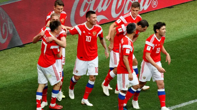 Russia celebrate