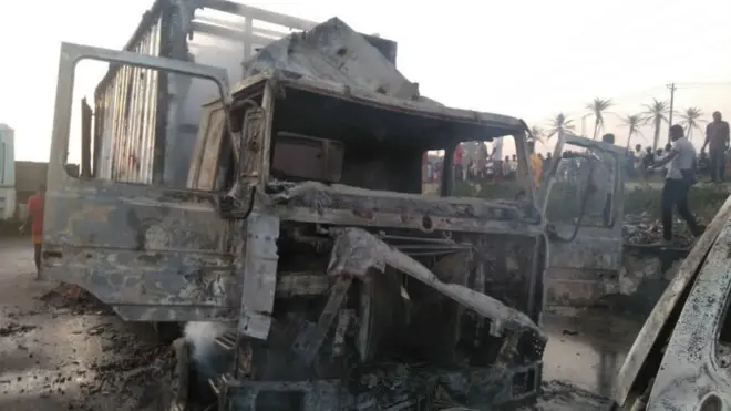 Tanker wey don burn.