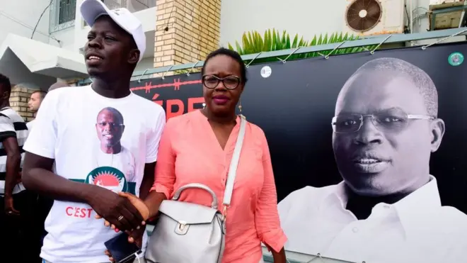 Des militants qui soutiennent le député-maire Khalifa Sall qui est toujours en prison