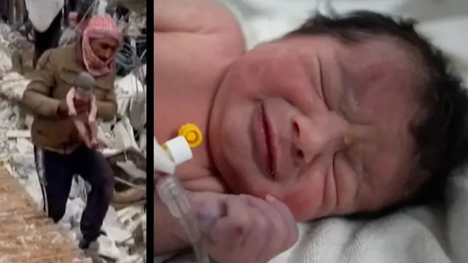 په دوو ګاونډیو هېوادونو ترکیه او سوریه کې له زورورې زلزلې یوه ورځ وروسته، د سوریې په شمال کې د یوه ویجاړ شوي کور له کنډوالې یوه نوې زیږېدلې ماشومه ژوندۍ رایستل شوې ده.