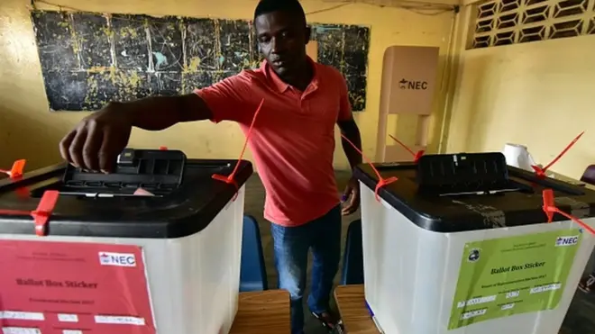 Na George Weah and Vice President Joseph Boakai dey contest di second round vote for Liberia