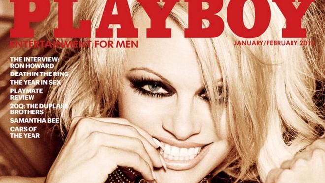 Pamela Anderson en la portada de Playboy, edición enero/febrero de 2016