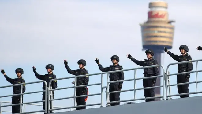 6月3日中国海军军舰访问澳大利亚，停泊在悉尼花园岛军港