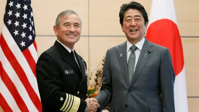 美军太平洋司令部司令哈里斯去年11月访日时，与日本首相安倍晋三会晤。