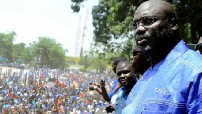 George Weah menyasar para pemilih muda.