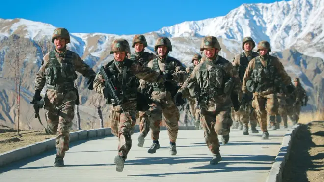 ভারত সীমান্তের কাছে চীনা সেনাবাহিনীর মহড়া। জানুয়ারি, ২০২১