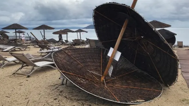 Damage at a playground at a hotel in Porto Carras, Halkidki, 11 July 2019