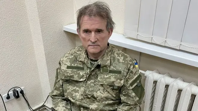 A photo purportedly showing arrested Viktor Medvedchuk