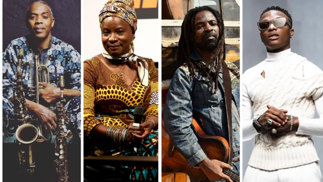 L-R Femi Kuti, Angélique Kidjo, Rocky Dawumi, Wizkid
