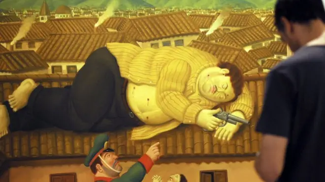 El cuadro "Pablo Escobar muerto", presentado en 2006, se encuentra en el Museo de Antioquia, en la ciudad de Medellín.