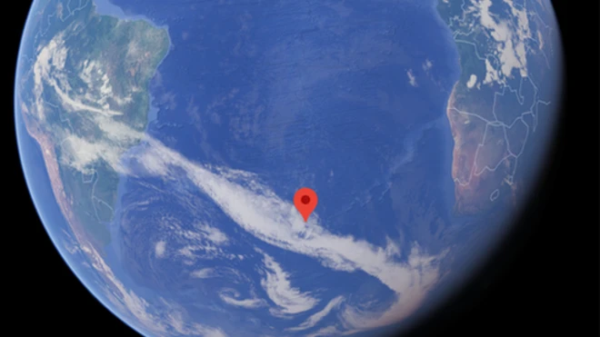 Google earth view of Tristan da Cunha