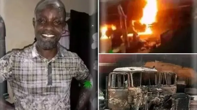 Images du héro et du lieu de l'incendie