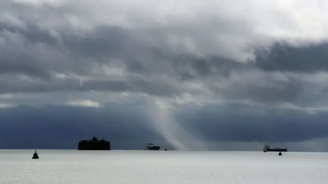 Clouds form over the Solent in Portsmouth as Storm Francis reaches the west of England in the early hours of Tuesday