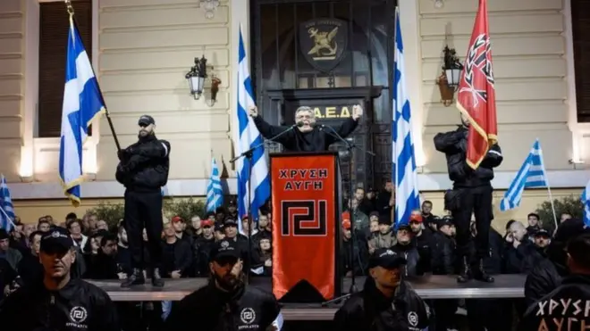 Partinin lideri Nikos Miçaloliakos