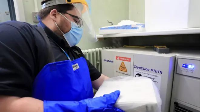 Man takes delivery of a vaccine