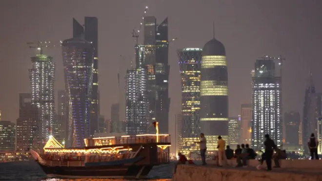 ภาพวิวกลางคืนในกรุงโดฮา