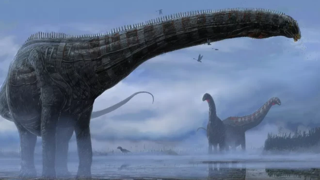 ภาพจากฝีมือศิลปินที่จินตนาการถึงไดโนเสาร์ "ดอลลี่" ขณะกำลังจาม