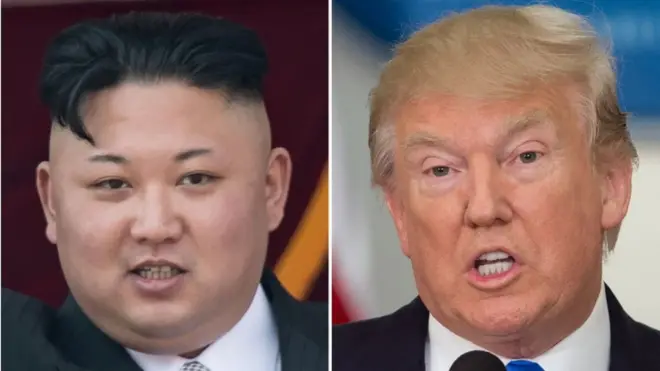 Kim Jong-un (kiri) dan Donald Trump (kanan) saling ejek selama beberapa hari terakhir.
