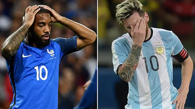 Alexandre Lacazette y Lionel Messi