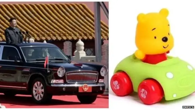 एक मीम का स्क्रीनशॉट जिसमें शी जिनपिंग की तुलना 'विनी-द-पूह' से की गई है.