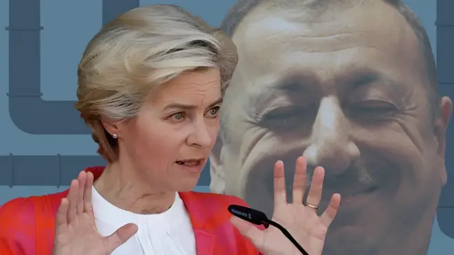 Коллаж - фон дер Ляйен и Алиев