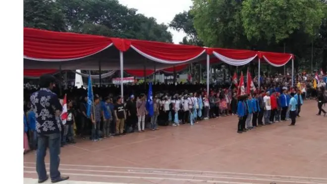 Apel kebangsaan digelar oleh enam ormas kepemudaan di Tugu Proklamasi, Kamis (03/10)