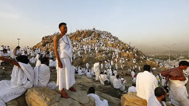 Jemaah haji di Arafat sebelum terjadi pandemi virus corona.