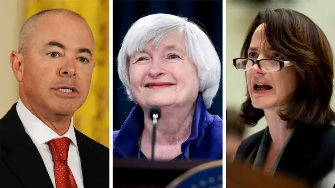Alejandro Mayorkas (trái) và Avril Haines (phải) đã chính thức được xướng tên; Janet Yellen (giữa) dự kiến ​​sẽ được chọn làm Bộ trưởng bộ ngân khố