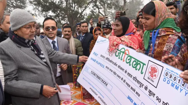 'जीविका' से जुड़े 'स्वयं सहायता समूह' के सदस्यों के बीच मुख्यमंत्री नीतीश कुमार