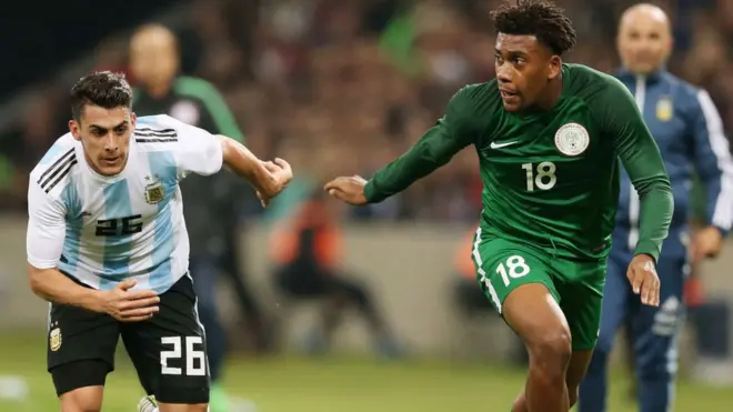 Alex Iwobi score two goals for Nigeria against Argentina for friendly match.