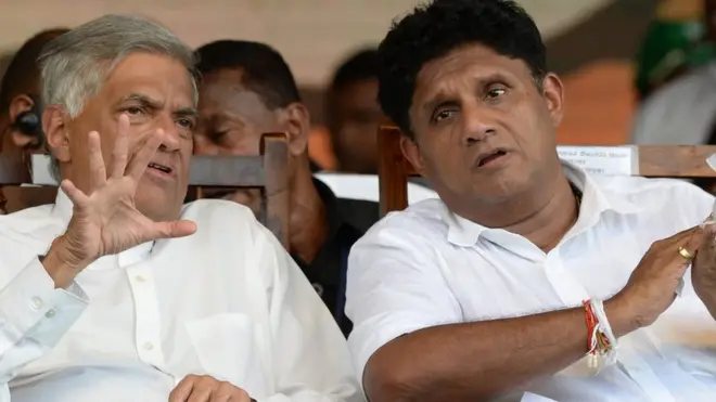 රනිල් වික්රමසිංහ සමග සජිත් ප්රේමදාස