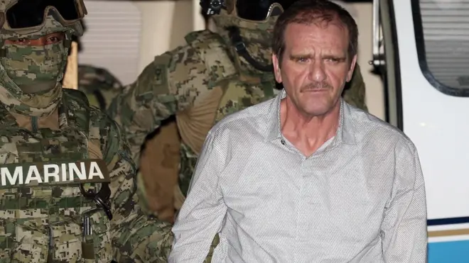 Héctor Luis Palma Salazar, "El Güero" a su llegada al aeropuerto de la Ciudad de México tras ser entregado por EEUU