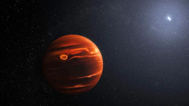 Artwork of VHS 1256b: The planet takes about 10,000 years to go around its two parent stars