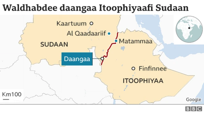Daangaa biyyoota lamaan qoodatan