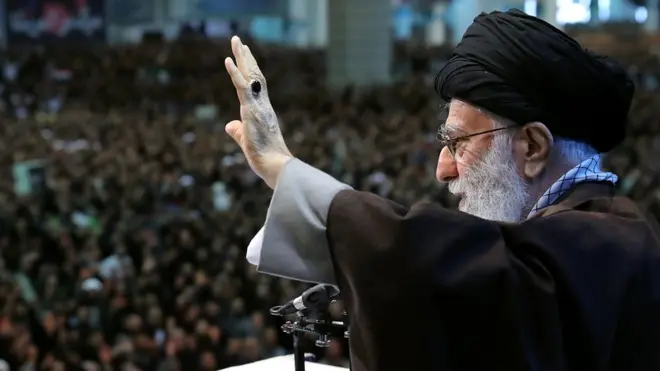 Image shows Ayatollah Ali Khamenei on Friday 17 Jan 20