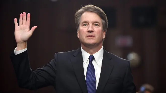 In this file photo taken on September 4, 2018 Judge Brett Kavanaugh is sworn in during his US Senate Judiciary Committee confirmation hearing